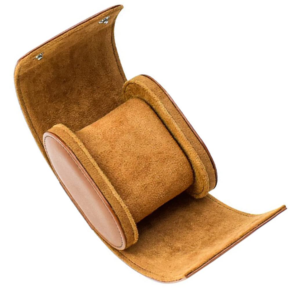 Rudmox Watch Travel Case, Luxury Leather Watch Roll Organizer Box, Jewelry Storage Case Gifts for Man and Woman Christmas Anniversary Birthday(Brown)