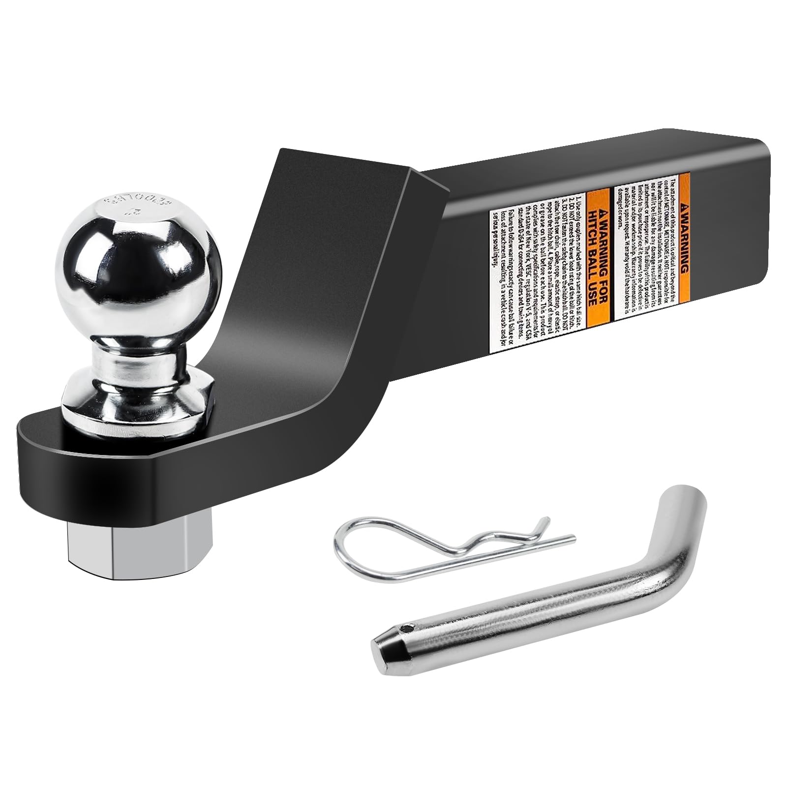 Photo 1 of Funmit Trailer Hitch Ball Mount with 2 Inch Ball & Hitch Pin Clip, Solid Steel Tow Ball Hitch Fits 2 in Receiver, 6000 lbs, 2" Drop