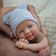 MYREBABY 7" Miniature Reborn Baby Dolls Silicone Full Body Baby Soft Skin Mini Realistic Newborn Baby Dolls Real Life Tiny Baby Doll with Feeding Accessories（Boy）