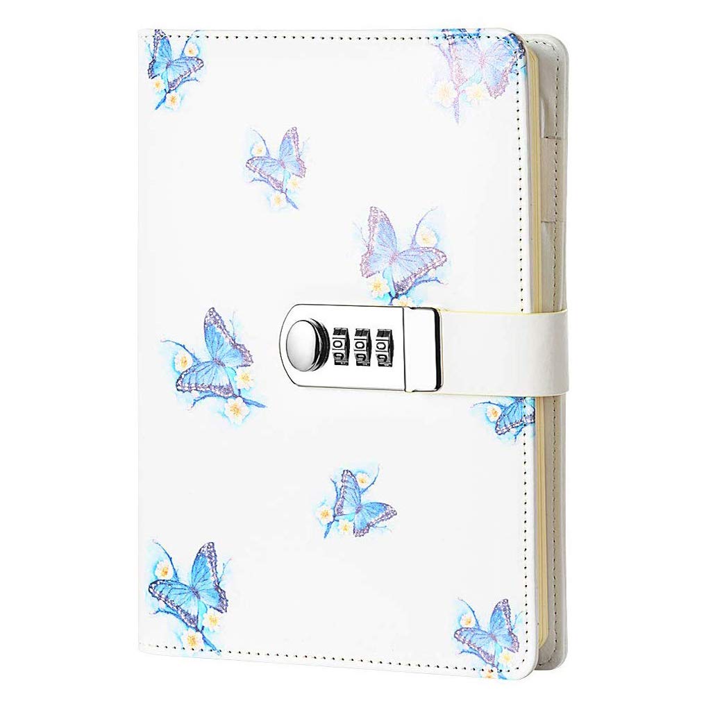 Creative PU Leather Password Notebook, A5 Wire Binding Fashion Daily Notebook, Secret Lined Sketchbook Organizer with Combination Lock Pen Holder and Card Slots, 150x215mm