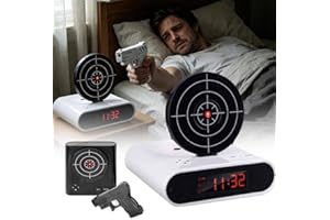 Gun Target Alarm Clock,Wake Strike Alarm Clock,Interesting LED Display Ringtones Customization Modern Target Creative Clocks,