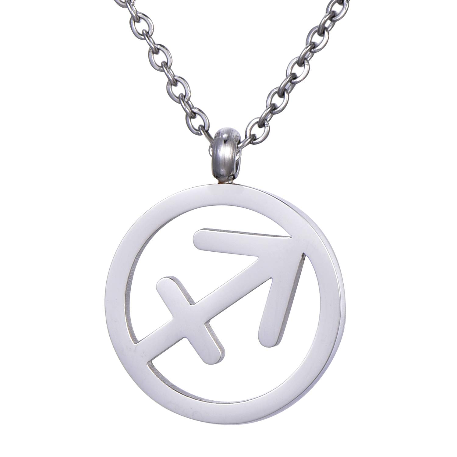 Morella Women's Stainless Steel Necklace Silver with Pendant Star Sign Sagittarius in a Velvet Bag