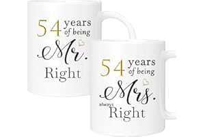 ERYUWOZA 54 Year Anniversary Coffee Mugs Set of 2, 54th Anniversary Wedding Gifts for Wife Husband Parents Couple Grandparents, 54 Year Anniversary Engagement Gifts Cups, 11oz
