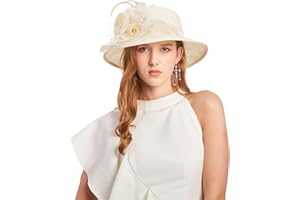 VIMATE 2025 Kentucky Derby Hats for Women- Organza Church Hat Fascinator Hat for Tea Party Bridal Wedding Hat Wide Brim Sun Hat