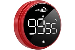 JOYHILL Revolutionary Digital Kitchen Timer: Large LED Display, 3 Volume Levels, Magnetic & Portable - Ideal for Cooking, Teaching, Fitness, & More!(Red)