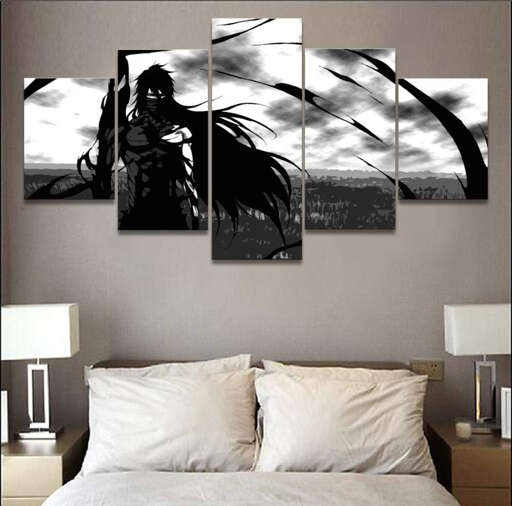ZBYZZZY Wall Art Decor Poster Painting On Canvas Print Pictures 5 Pieces HD Anime Bleach Ichigo Kurosaki Picture for Home Decoration Living Room Artwork-Frameless