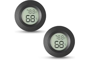 Atogou 2-Pack Mini Hygrometer & Thermometer, Indoor Outdoor Digital Humidity Meter Gauge Temperature, ℉/℃, for Home, Office, Reptile, Car, Greenhouse, Lab, Terrarium, Cellar.. A01 Black