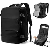 WEPLAN Vacuum Backpack Travel with Pump,Large Travel Backpack with Vacuum System,Mochila compresion al vacio,Flight Approved 18x14x8,Waterproof Carry on Personal Item Laptop Backpacks,Black