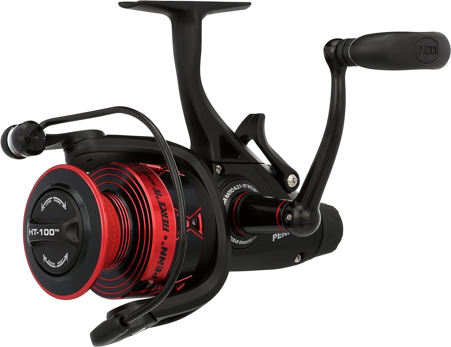 PENN Fierce IV Live Liner, Fishing Reel, Spinning Reels, Sea - Inshore Fishing, Versatile Sea Fishing For Boat, Kayak, Shore, Jigging, Surf, and All-Round Use, Unisex, Black/Red, 4000
