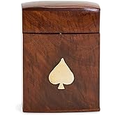 Two's Company 53576 Wood Crafted Playing Card Set in Wooden Box, 4.5-inch Height