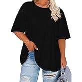 rosemia Plus Size Tshirts for Women Oversized Casual Tees Crewneck Short Sleeves Blouses