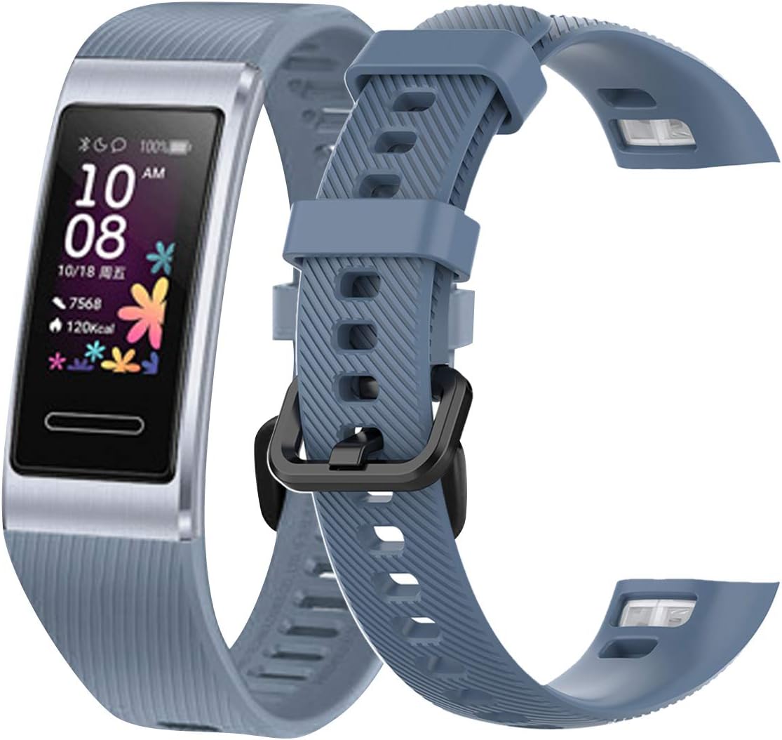teyiwei Rock Cyan Soft Silicone Wrist Strap Compatible for Band 3 Pro Replacement Watch Band Bracelet Compatible with Band 4 Pro