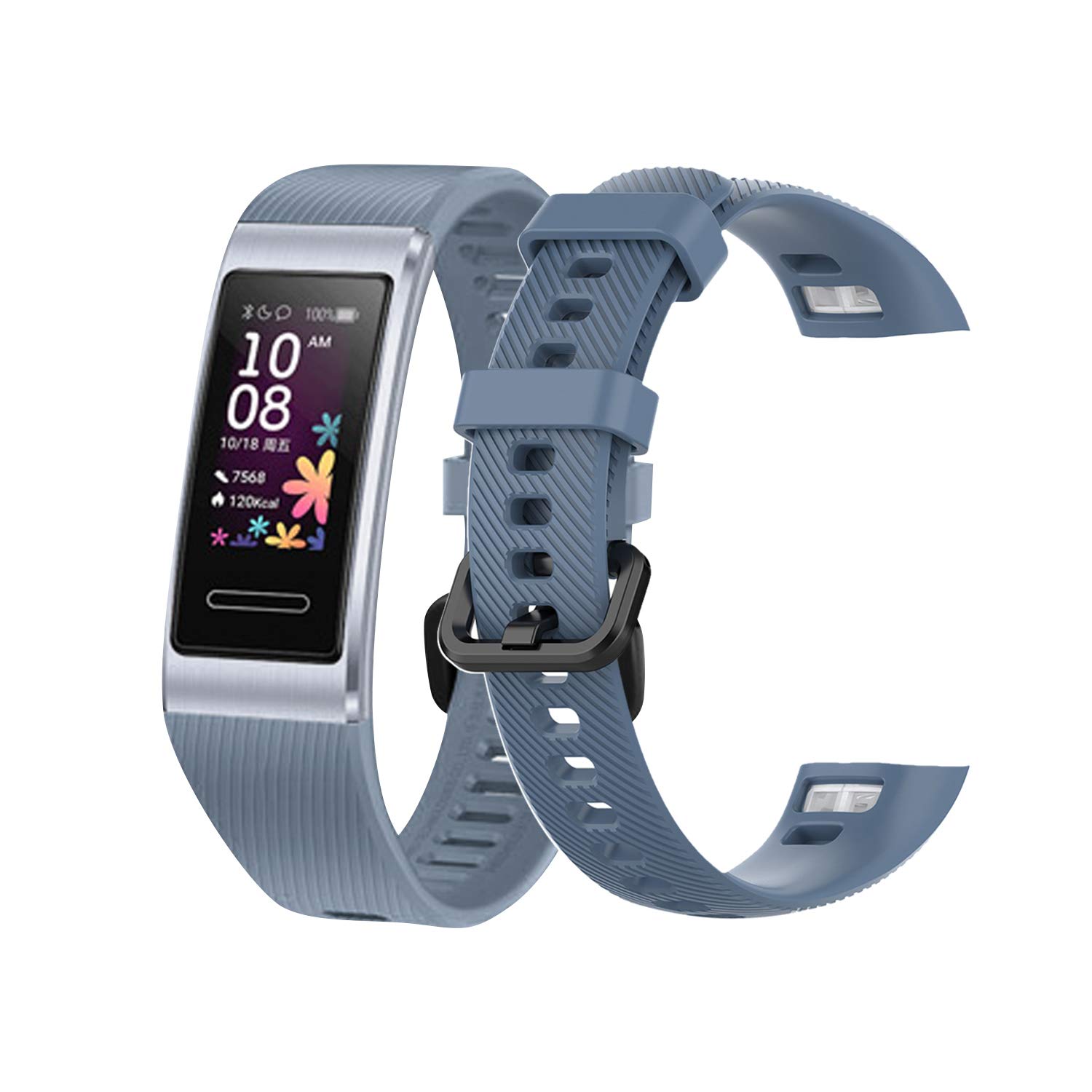 teyiwei Rock Cyan Soft Silicone Wrist Strap Compatible for Band 3 Pro Replacement Watch Band Bracelet Compatible with Band 4 Pro