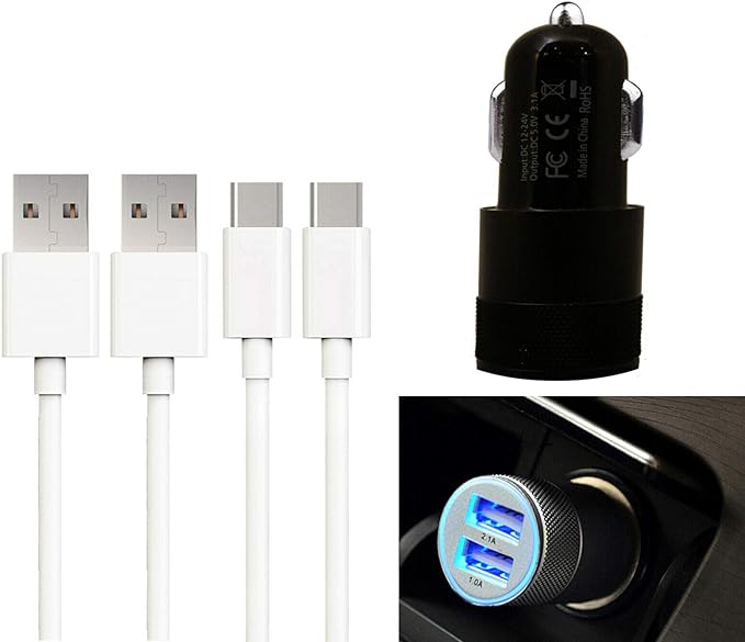 Dot In Car Charger Dual Usb Port Led 12 24v 3 1a Max With 2 Pack