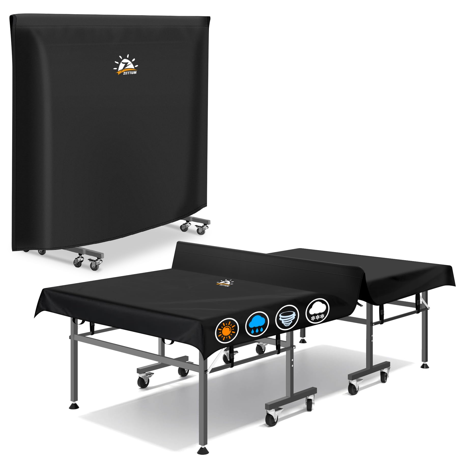 Photo 1 of Zettum Ping Pong Table Cover - Waterproof & Heavy Duty Table Tennis Covers, Indoor Outdoor Tables Cover Fits Universal 9x5 FT Folding & Flat Tables, Durable 600D Covers Provide All-Weather Protection