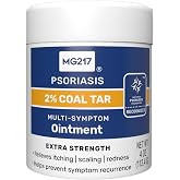 MG217 2% Coal Tar Ointment for Psoriasis, Extra Strength Multi-Symptom Relief, Relieves Itching, Scaling, Redness, Enriched with Vitamins A, D &amp; E, Cruelty-Free, 4 oz Jar