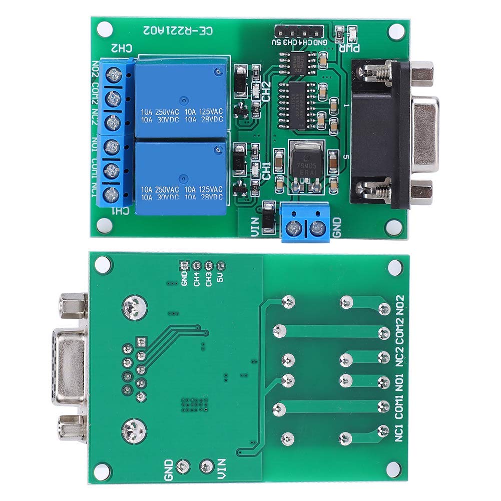 2 Channel Relay Switch Module Serial Port Low Level Trigger Micro USB Relay Module RS232 UART Protocol DB9 Interface Remote Control Switch Board