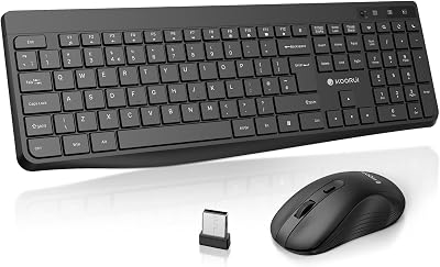 KOORUI Wireless Keyboard and Mouse Combo UK Layout Full Size Keyboard