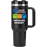 EchoMaven Pickleball Gifts for Pickleball Lovers, 40oz Pickleball Tumbler with Handle, Funny Christmas Gift Birthday Gifts for Pickleball Lovers, Pickleball Player, Pickleball Coach, Black