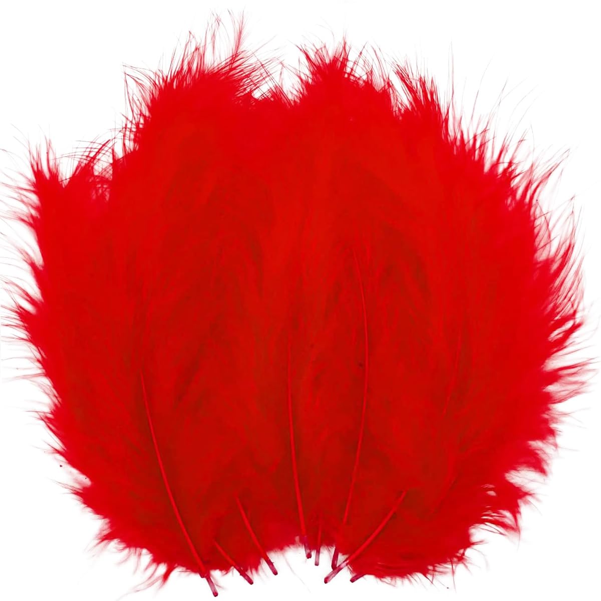 Photo 1 of 100pcs Red Feathers Fluffy Turkey Marabou Feathers 4-6 Inches for Crafts Dream Catcher Fringe Trim Colored Feathers Fly Tying Material