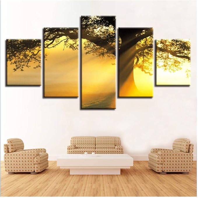 Ywsen Modern Decor Home Living Room Wall Art 5 Pieces Trees