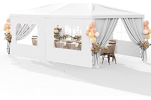 Susici 10x20 Outdoor Gazebo Canopy Party Tent with 6 Removable Sidewalls & Transparent Windows,Outside Gazebo Event Tent for Weddings, Birthdays, Garden Parties, and Backyard Patio BBQ Events
