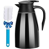 PARACITY Coffee Carafes for Keeping Hot, 18/8 Carafe for Hot Liquids, Double Wall Vacuum Insulated Thermal Coffee Carafe, 51 OZ Coffee Carafes for Keeping Hot Coffee& Tea with Cleaner Brush (Black)