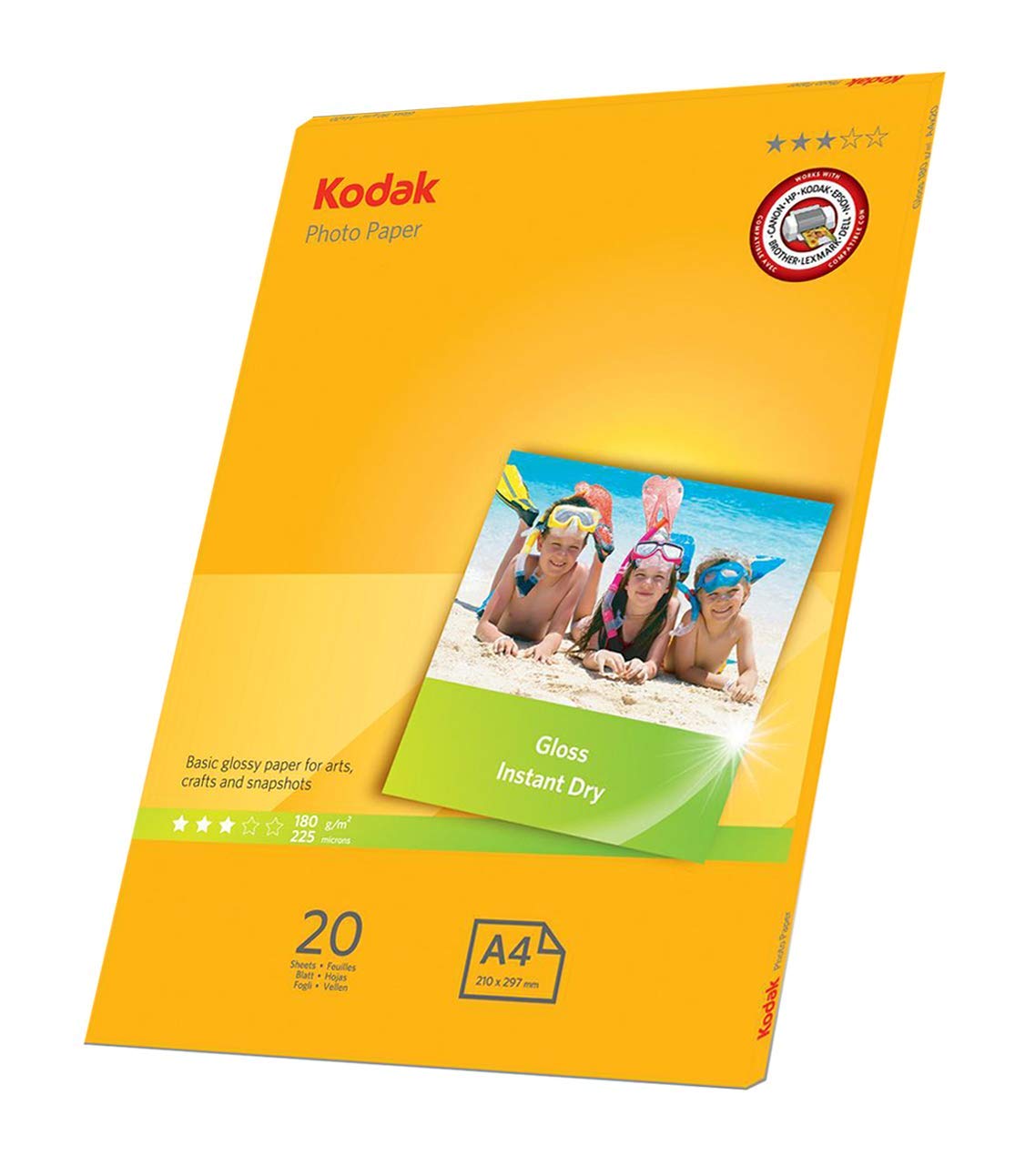 Kodak A4 Gloss Photo Paper Premium Printer Paper for Inkjet Printers A4-180gsm [20 Sheets]