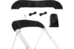HWEIUA Bimini Top Storage Boot 91"-96" Width, 600D Heavy-Duty Waterproof UV Protection Pontoon Bimini Boot Cover Replacement Suited for Standard 3-4 Bows Bimini Tops