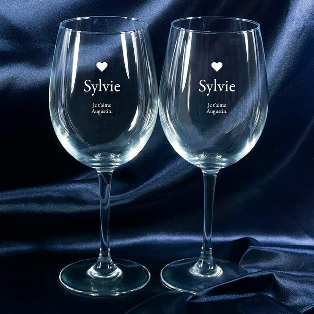 My Original Gift Personalised Wine Glasses Engraved with Name and