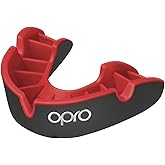 OPRO Sports Mouth Guard Silver Level – Moldable, Multi-Layer Protection for Boxing, Hockey, Rugby, MMA, Jiu Jitsu, UFC & Football – Includes Mouth Guard Case (Adult, Red/Black)