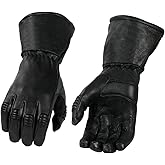 Milwaukee Leather G039 Men's Black Gauntlet Motorcycle Deerskin Long Cuff Thermal Lined Gloves