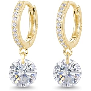 Reffeer Solid 925 Sterling Silver CZ Drop Hoop Earrings for Women Teens Cubic Zirconia Hoop Earrings Huggie Drop Earrings