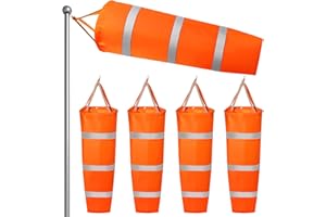 ZOOFOX 4 Pack 40 Inch Windsock, Heavy Duty Printed Wind Direction Measurement Sock Bag, Rip-Stop Orange Windsocks with Reflec