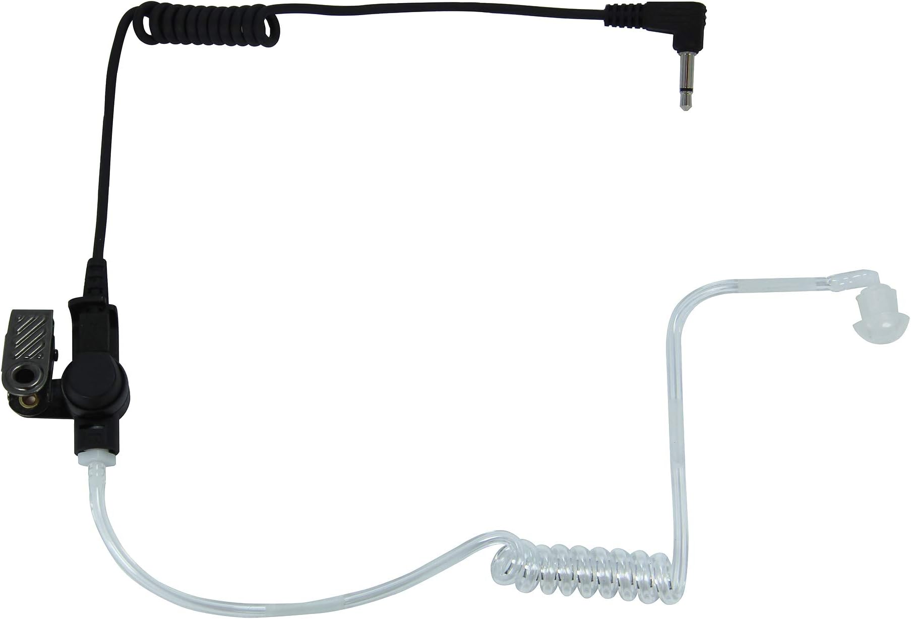 MaximalPower 3.5mm RECEIVER/LISTEN ONLY Surveillance Headset Earpiece with Clear Acoustic Coil Tube Earbud Audio Kit For Two-Way Radios, Transceivers and Radio Speaker Mic Jacks (2 Pack, Regular Cord)