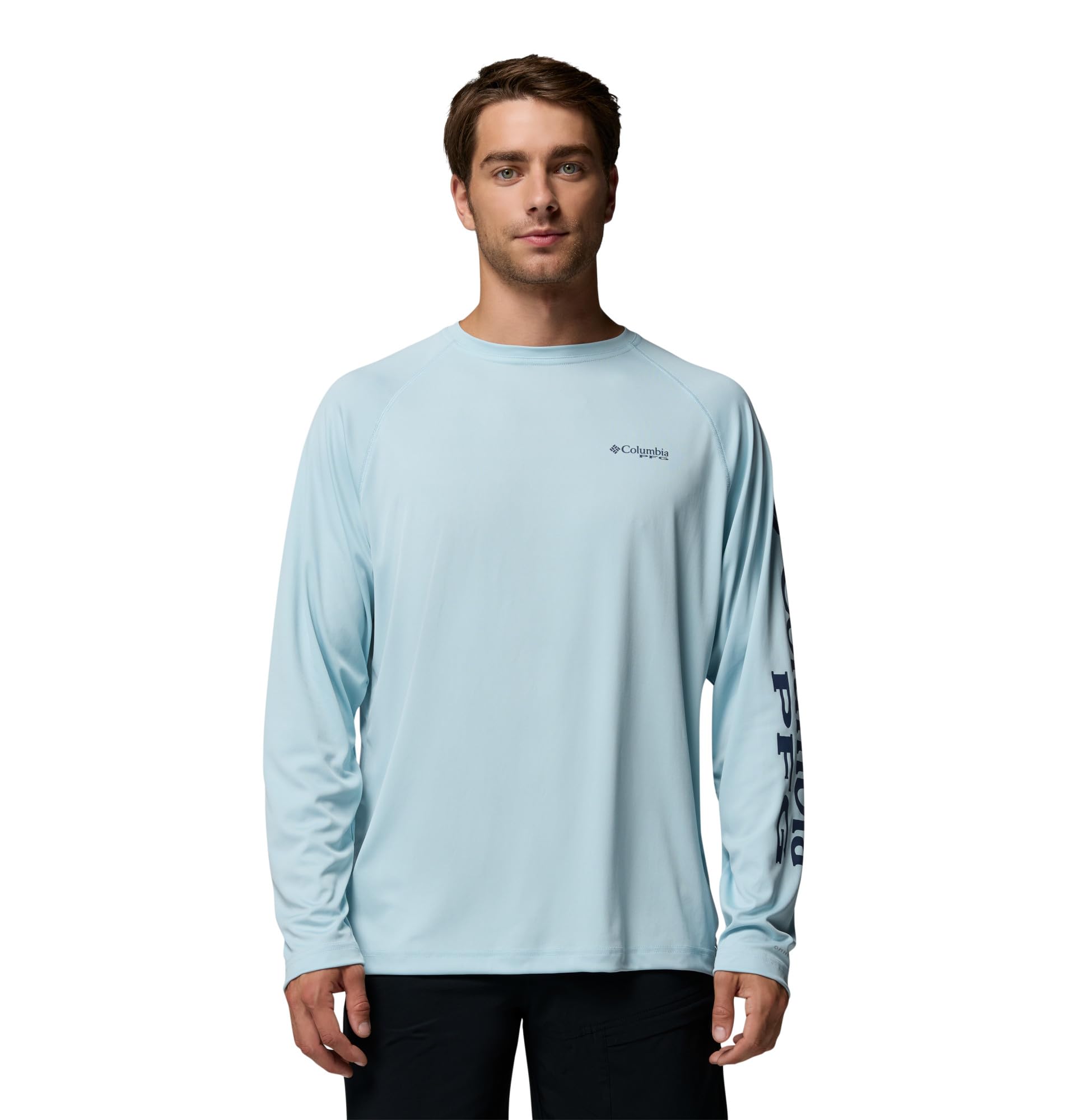 Columbia Men's PFG Terminal Tackle Long Sleeve Fishing Shirt, Marine Light/Nocturnal Logo, 1X Image