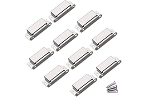 WOOCH Magnetic Door Catch - 50lb High Magnetic Stainless Steel Heavy Duty Catch for Kitchen Bathroom Cupboard Wardrobe Closet Closures Cabinet Door Drawer Latch (Silver, 10-Pack)