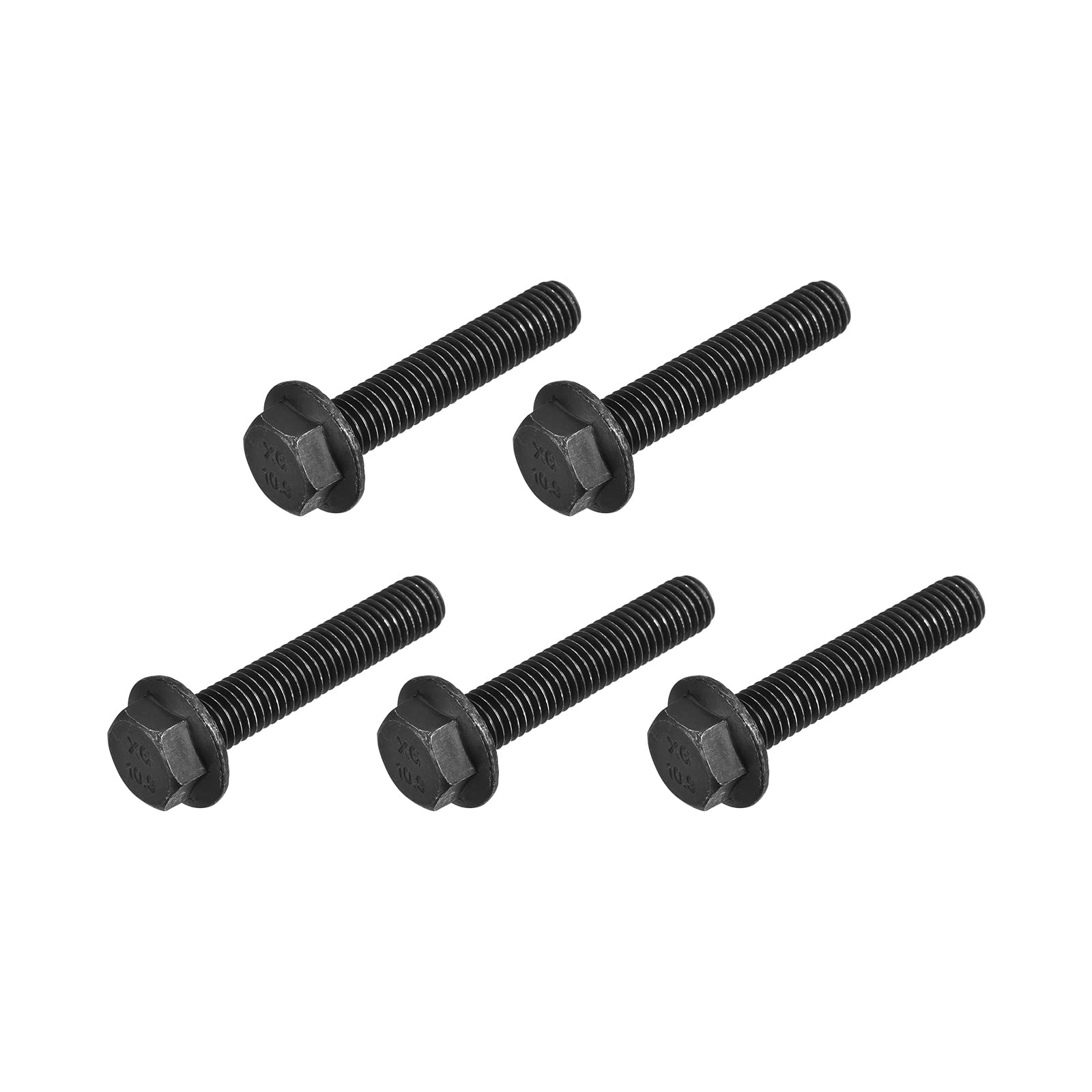 METALLIXITY Flanged Hex Head Bolts (M10x50mm) 5pcs, Hexagon Serrated Flange Bolt Fully Thread Screw - for House Construction Hardware Fasteners