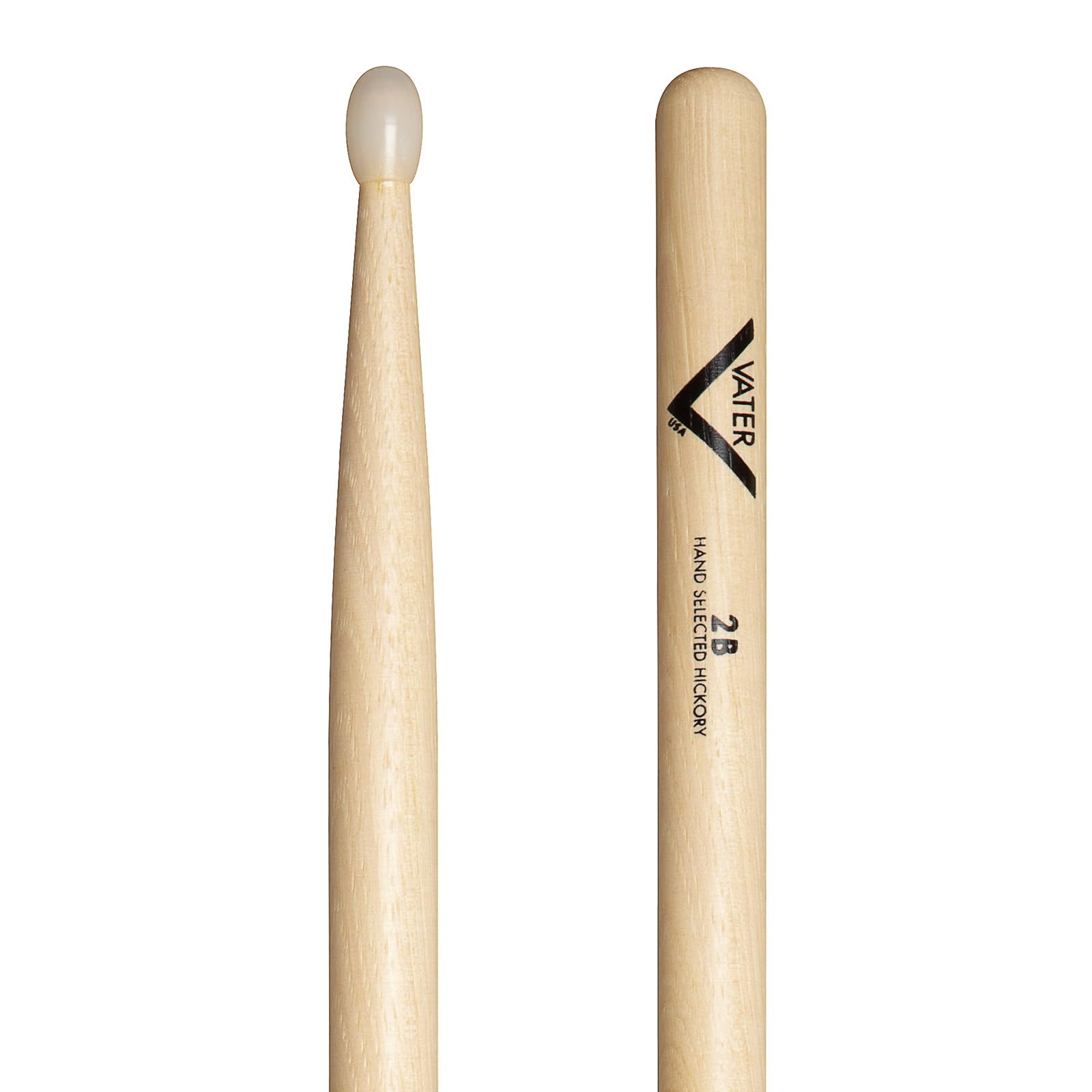Vater Drumsticks VH2BN - 2B American Hickory Series - Oval Nylon Tip