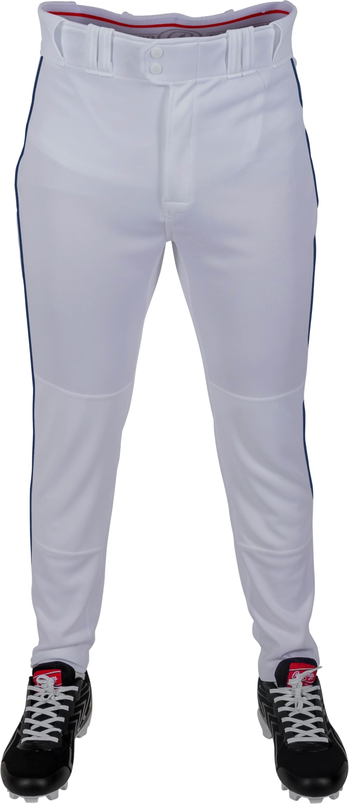 Rawlings Men’s PRO 150 Series Baseball Pant | Jogger Fit | Adult Sizes | Solid Options, White/Navy, XX-Large