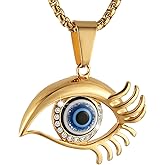 AsAlways Sun Necklace for Men Stainless Steel Gold Sun with Evil Eye Pendant Necklace Bohemian Protection Jewelry Gift