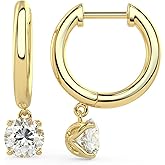 1/2 to 4 Carat Lab Grown Diamond Huggie Hoop Earrings for Women I 14k Gold Earrings (G-H, VS1-VS2, 0.50 to 4.00 cttw) Dangling Drop I Brilliant Cut Diamond Hoops by Carbon Atelier
