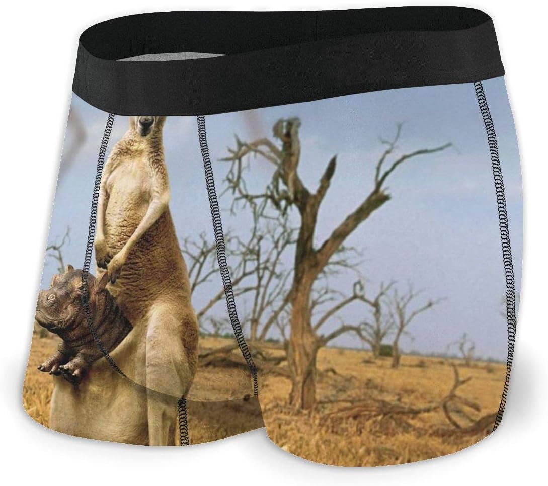 Lakico Men's Boxer Briefs, Kangaroo Hippo Baby Soft
