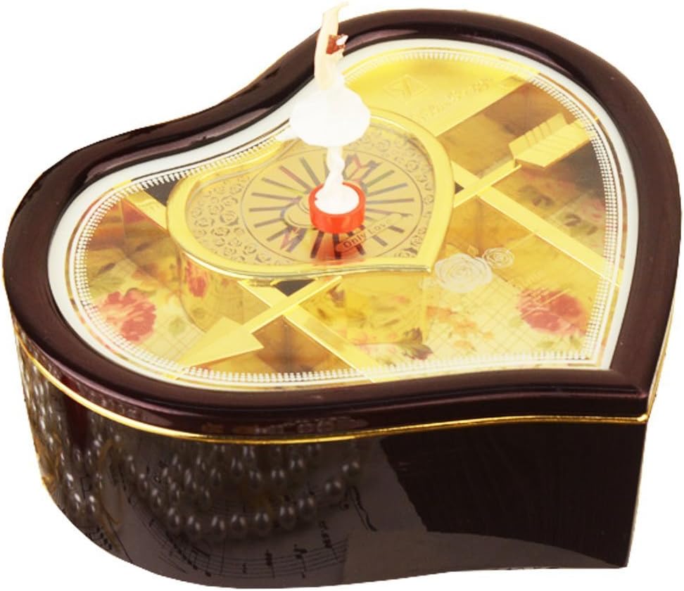 Mingyunda Beautiful Heart Shaped Ballerina Musical Jewelry Box and Music Box for Gift