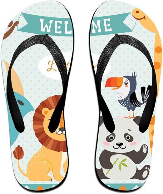 mens animal flip flops size 10