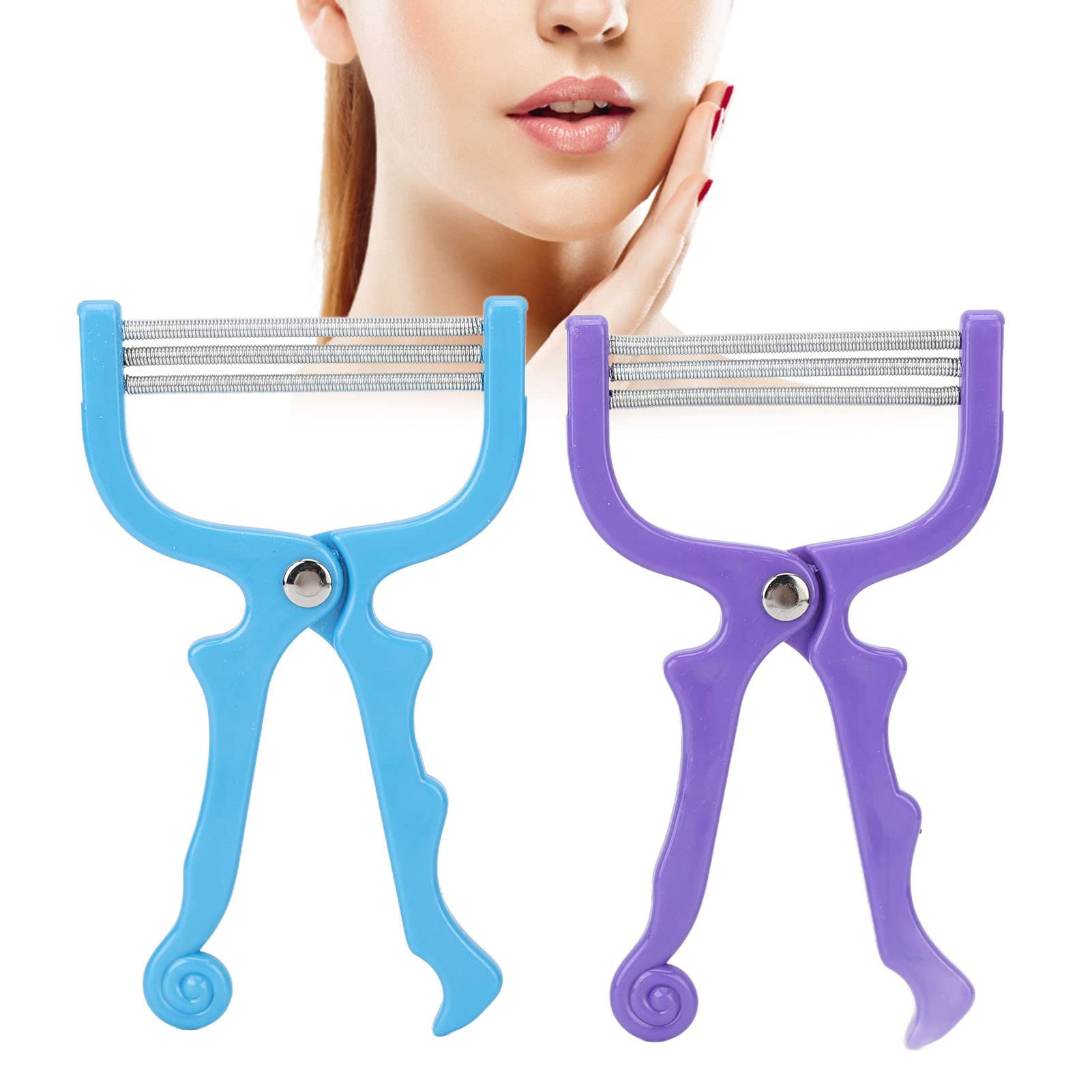 YUYTE 2pcs Facial Hair Remover, Effective Face Epilator Spring, Portable Face Lips Hair Removal Device, Blue, Purple
