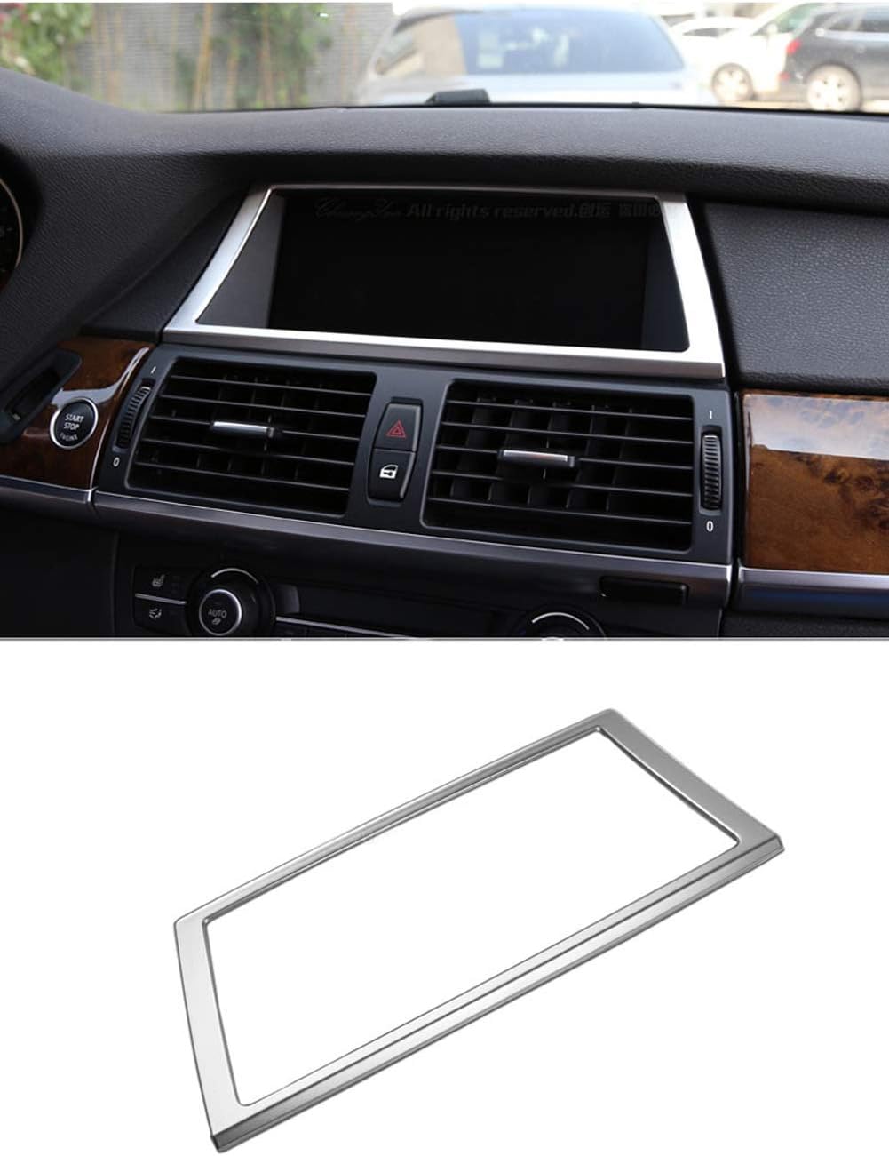 Autohelper Stainless Steel Inner Dashboard Navigation Frame Cover Trim For X5 E70 2008-2013 1pcs