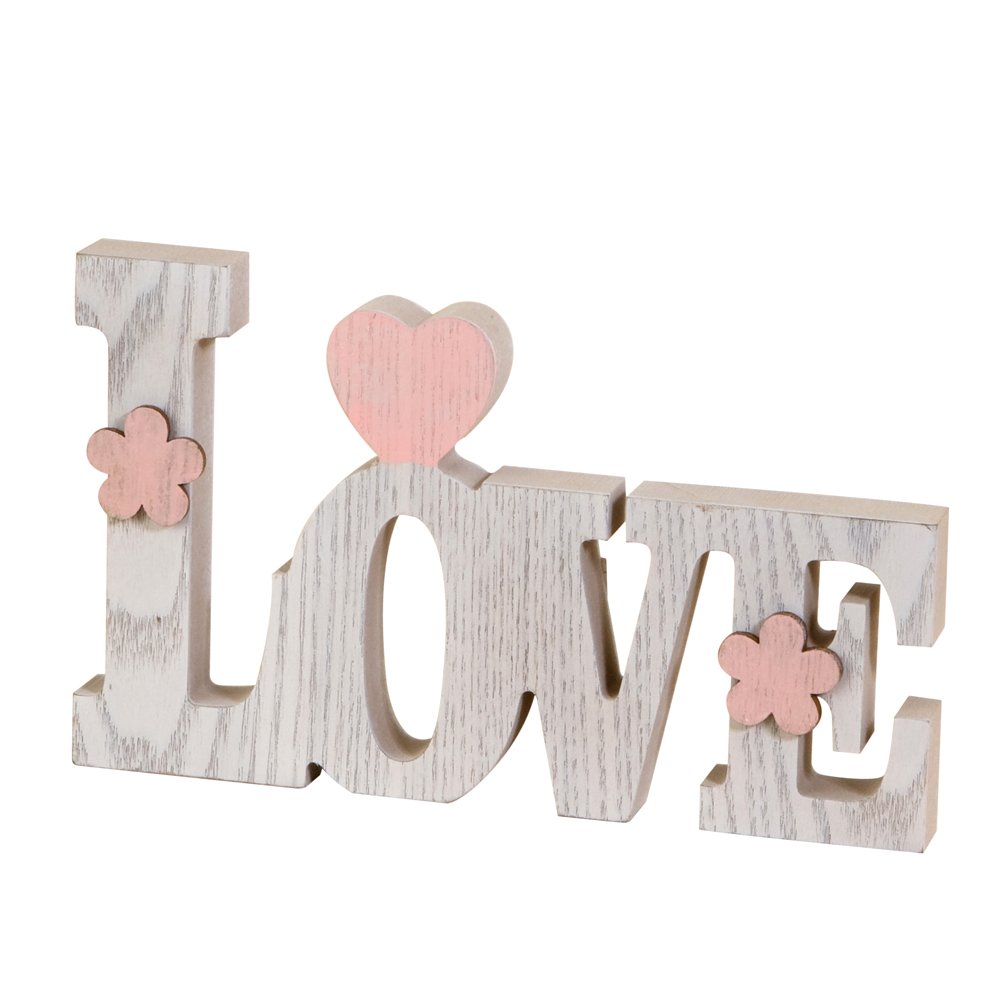 Mopec Love Decoration, Wood, White, 3 x 20.5 x 12.2 cm