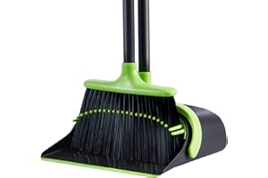 Broom and Dustpan Set Cleaning Supplies - Upright Broom and Dustpan Combo with Long Extendable Handle for Home Kitchen Room O