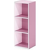 Furinno 3-Tier Open Shelf Bookcase, White/Pink 11003WH/PI